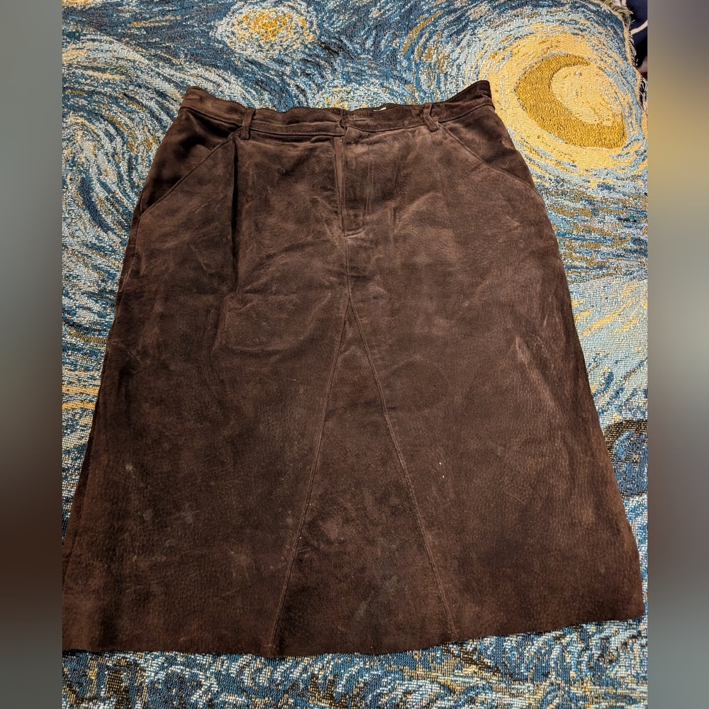 Vintage Fairweather 100% Leather Brown Women's Skirt